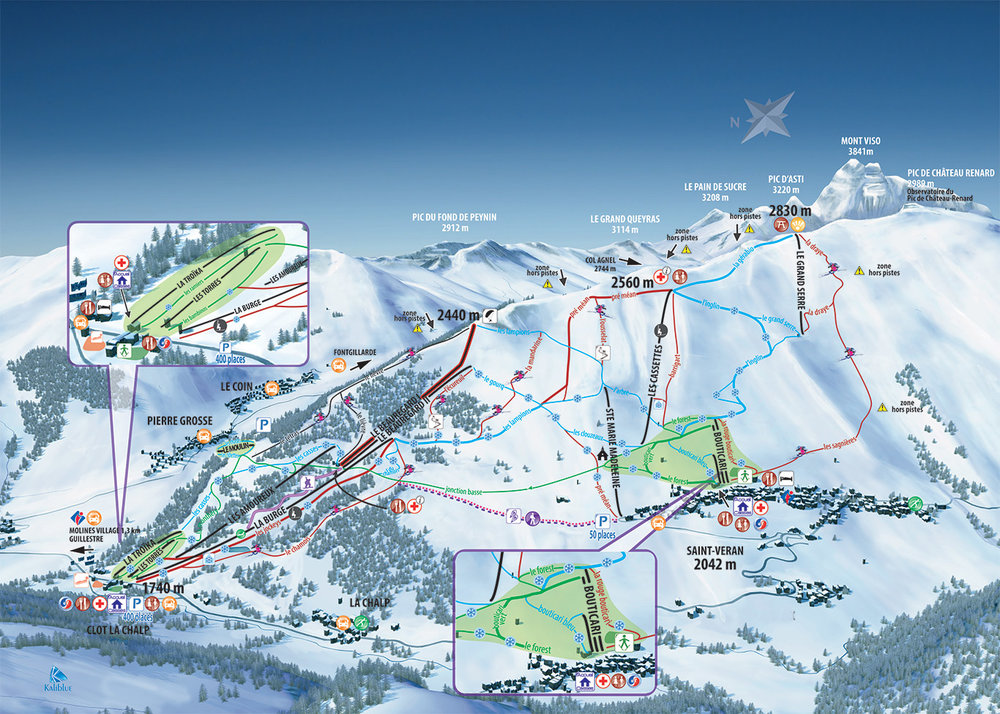 Plan du domaine skiable de Molines Saint-Véran